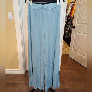 🧨 3 for $15 Lulu's Light Blue Wide Leg Ribbed Pants